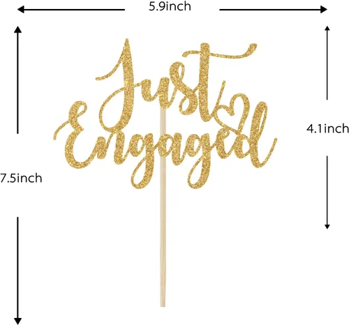 Miniatura 4 de Decoración de pastel Just Engaged para decoraciones de fiesta de compromiso, decoración de tartas con texto en inglés "We Engaged", decoración