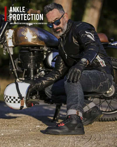 Miniatura 2 de Grapelet Zapatos de motocicleta para hombre, antideslizantes, botas protectoras de motocross con cremallera lateral, soporte de tobillo