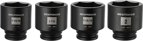 Miniatura 3 de MIXPOWER Juego de llaves de impacto de 1/2 pulgada, pulgadas, Cr-Mo, 6 puntos, 1-13/16", 1-7/8", 1-15/16", 2", 2", 4 piezas 1/2" Dr. Juego de llaves