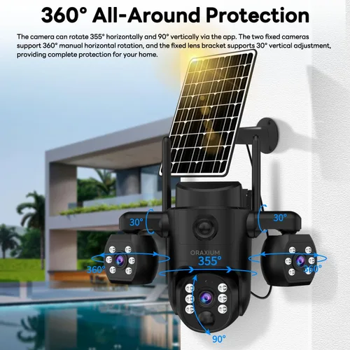 Miniatura 3 de Cámara de seguridad inalámbrica para exteriores de triple lente, cámara de seguridad para exteriores, visión nocturna a color, cámara al aire libre