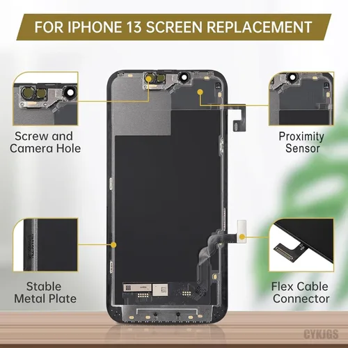 Miniatura 2 de Para iPhone 13 Reemplazo de pantalla con altavoz de oído Sensor de luz ambiental 3D táctil LCD digitalizador 6.1 "Sensor de proximidad Montaje