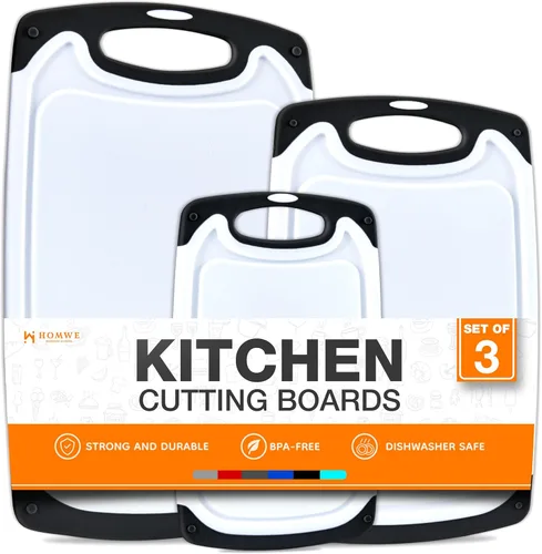 Miniatura 11 de Tablas de cortar para cocina, tabla de cortar sin BPA, diferentes tamaños y asas antideslizantes, juego de tablas de cortar reversibles, grandes
