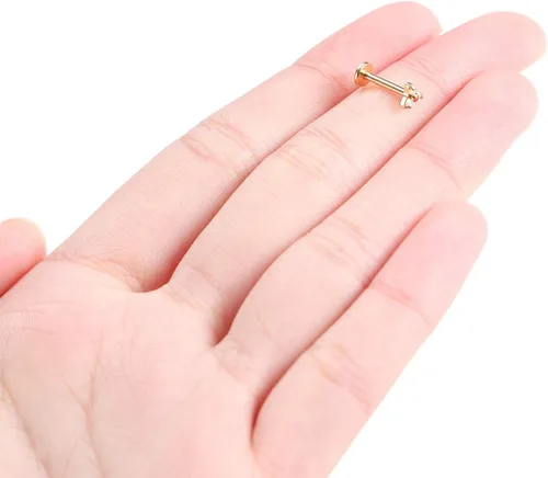 Miniatura 5 de GAGABODY Labret Studs 16G 60.315 in G23 Titanium BallCZOpal Top Press Fit Threadless Push-in Labret Labret Lip Monroe Tragus Stud Bisel Push Back