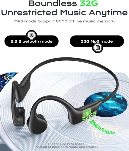 Miniatura 6 de DEMICEA Auriculares deportivos de oído abierto, auriculares inalámbricos de conducción ósea de silicona suave, graves potentes, duración de 10