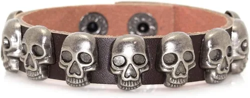 Miniatura 9 de Xusamss Pulsera de cuero con hebilla de aleación punk rock, muñeca de 7.5 pulgadas