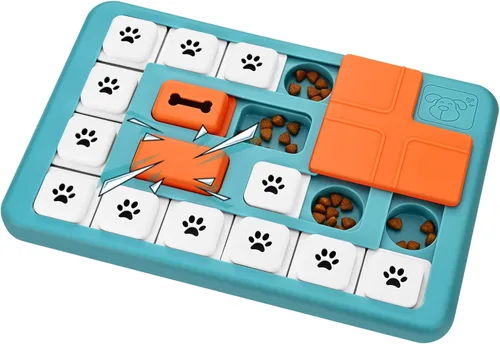 Miniatura 10 de FOXMM Juguetes interactivos de rompecabezas de golosinas para perros para entrenamiento de QI y estimulación mental, divertido alimentador lento