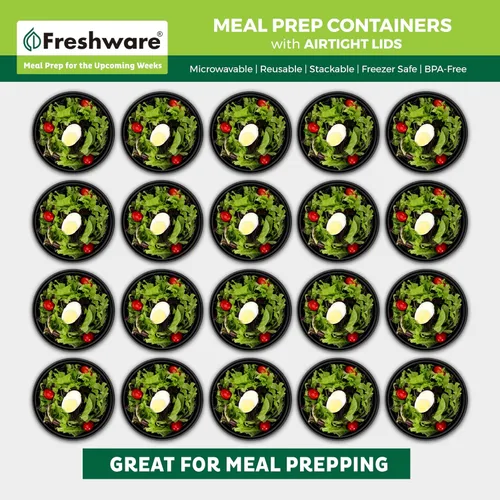 Miniatura 3 de Freshware Recipientes de plástico para preparación de comidas (paquete de 30) con tapas para sopa y ensalada, caja Bento para almacenamiento