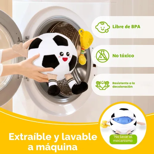 Miniatura 6 de hahaland Juguete musical de fútbol para bebés de 6 a 9 a 12 meses, juguetes de pelota de felpa para el tiempo boca abajo, juguete eléctrico