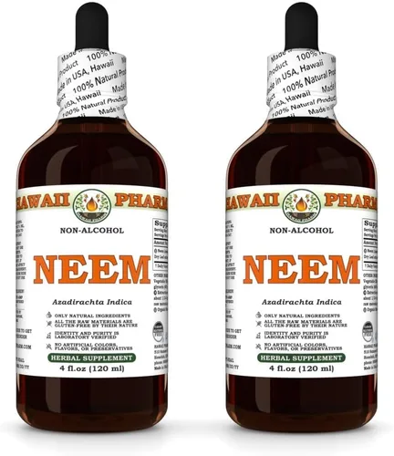 Miniatura 9 de Extracto líquido sin alcohol de Neem, suplemento herbario natural de glicerita de hoja seca de neem orgánico (Azadirachta Indica), Hawaii Pharm, EE.
