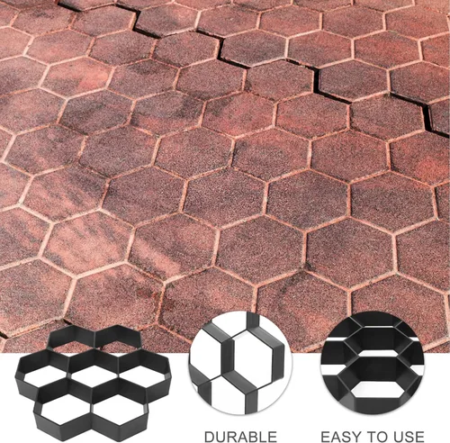 Miniatura 5 de Vaguelly Molde de ladrillo hexagonal para baldosas de cemento de plástico, molde de pavimentación de cemento para bricolaje, pasarela, pavimento, 4