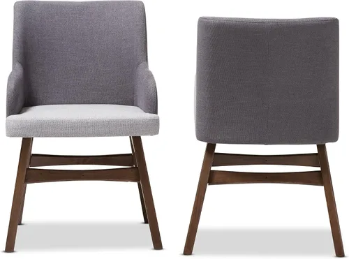 Miniatura 2 de Baxton Studio Monte Mid-Century - Sillón de tela gris bicolor