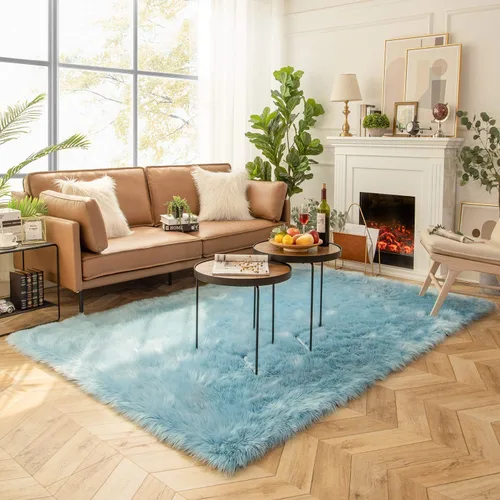 Miniatura 142 de Ashler Home Deco - Tapete de pelo sintético de oveja, mullido, suave, de 2 x 3 pies, lavable a máquina, dormitorio, habitación de los niños, sala
