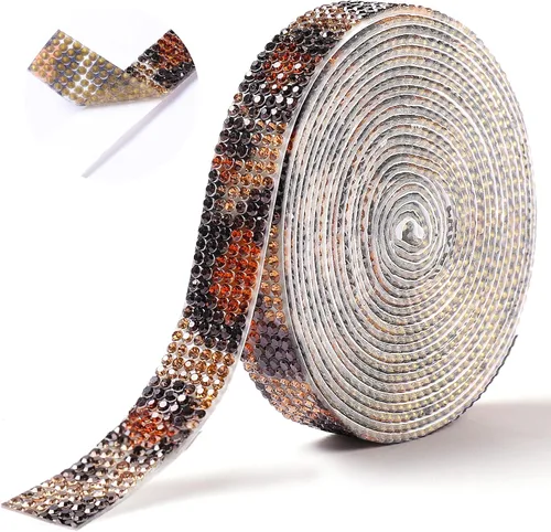 Miniatura 17 de Berenlu Cinta autoadhesiva de diamantes de imitación de cristal, calcomanía decorativa dorada con diamantes de imitación de 0.079 pulgadas, Dorado