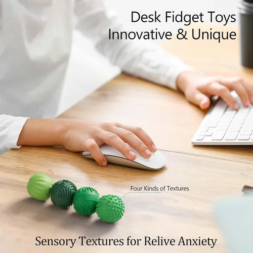 Miniatura 3 de luckdoor Bolas Magnéticas de Silicona Fidget para Adultos y Adolescentes, 4PCS Juguetes Sensoriales para Aliviar el Estrés para Autismo TDAH Verde