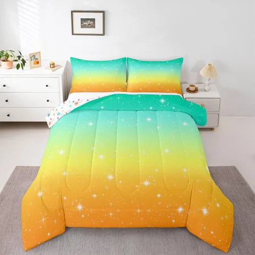 Miniatura 21 de Edredón de plumón de delfín para niños, juego de edredón del mundo submarino, juego de ropa de cama coral de peces dorados, tamaño individual