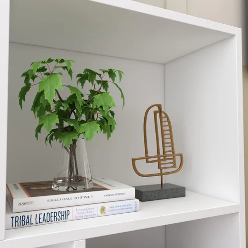 Miniatura 8 de AGOTENI Estantería de 10 cubos, organizador de almacenamiento abierto de madera de 3 niveles para sala de estar, dormitorio, oficina en casa, blanco