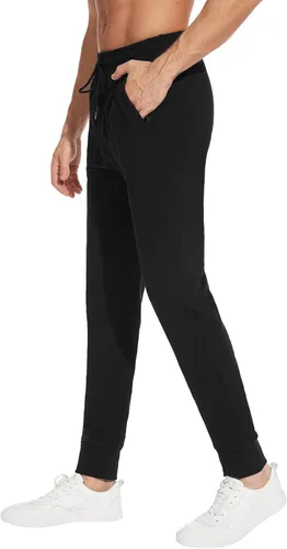 SEVEGO Pantalones deportivos de algodón ligero con entrepierna de 32"34"36"38" para hombre con bolsillos con cremallera, pantalones deportivos