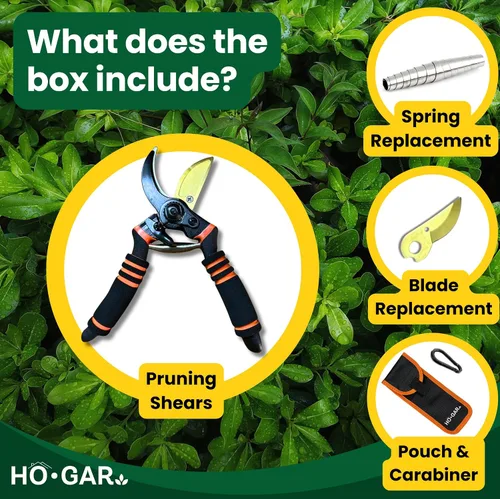 Miniatura 4 de HO.GAR Kit de tijeras de podar de titanio de alta calidad: podadoras manuales profesionales resistentes, tijeras de jardinería, tijeras ergonómicas.