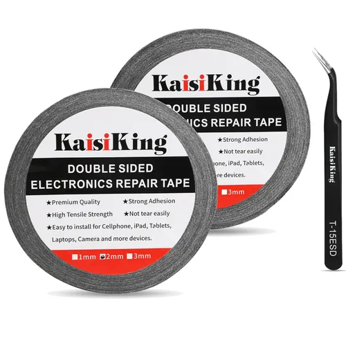 Miniatura 11 de Kaisiking Cinta adhesiva de 1 mm x 50 m para reparación de pantallas LCD de teléfonos, cinta adhesiva con 1 pinza para teléfonos móviles, iPad