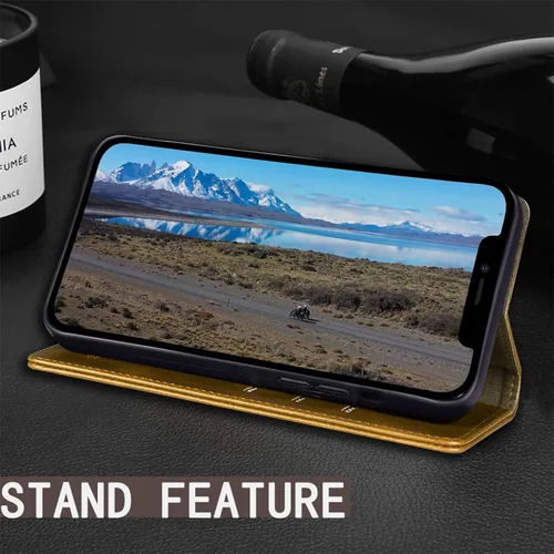 Miniatura 6 de SUANPOT Funda de piel tipo cartera para iPhone 12 Pro Max con bloqueo RFID, tarjetero de crédito, libro de folio magnético de poliuretano