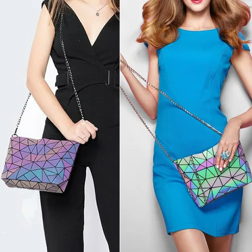 Miniatura 9 de ESOVIO Bolso de mano holográfico geométrico con bolso cruzado para mujer bolso iridiscente reflectante Bolso de mano holográfico geométrico