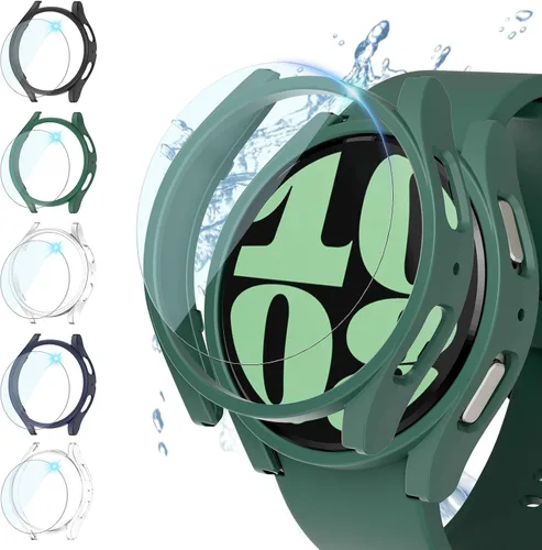 Protector de pantalla clásico para Samsung Galaxy Watch 6 de 1.732 in, [5+5 unidades] Parachoques de policarbonato duro y película protectora de