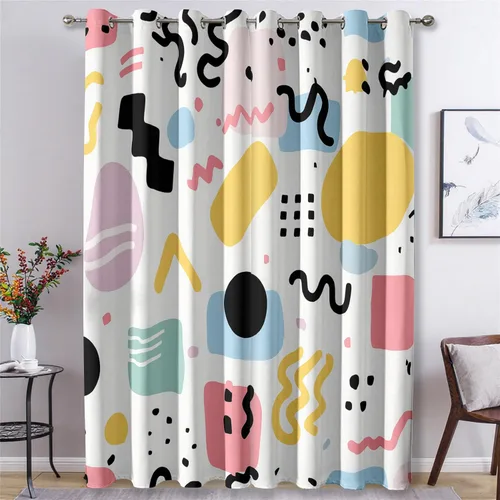 Miniatura 16 de 70s Retro Curtains 45 Inch Length 2 Panels Set, Abstract Boho Swirl Balckout Curtains for Bedroom Living Room Decor, Groovy Orange Grommet Thermal