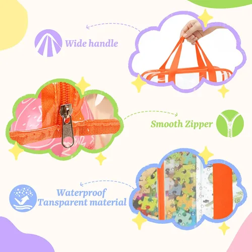 Miniatura 3 de 6 bolsas grandes de almacenamiento de juguetes, cajas de juguetes reutilizables de PVC transparente, organizador de juguetes de alta capacidad