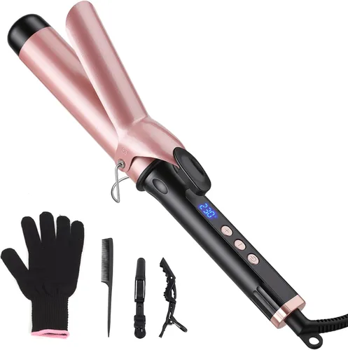Varita rizadora para cabello largo y corto, rizador de pelo de cerámica con temperatura ajustable de 14, estilizador de viaje de doble voltaje,