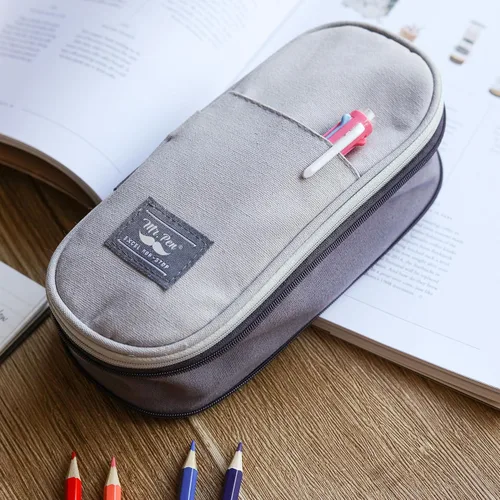 Miniatura 7 de Mr. Pen - Estuche para lápices grande, bolsa de tela grande, gris, bolsa para bolígrafos, suministros escolares, estuche para lápices lindo