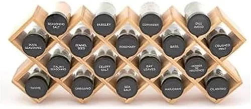 Miniatura 8 de Kamenstein Organizador de especias 2 en 1 para encimera o pared con especias incluidas, repuestos de especias gratis durante 5 años, bambú lavado
