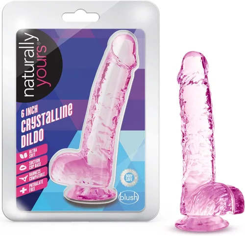 Miniatura 6 de Blush Naturally Yours - Consolador cristalino realista con bolas, juego anal y vaginal para principiantes, base de ventosa, arnés compatible