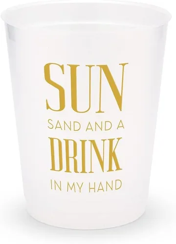 Miniatura 11 de WEDDINGSTAR Vasos personalizados de plástico esmerilado para fiestas, Aloha Beaches - Juego de 8