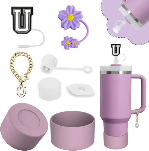 Miniatura 8 de Stanley - Juego de accesorios para tazas, incluye 2 fundas para popote de 0.4 pulgadas, 1 tapón de silicona a prueba de derrames, 1 dije de mango