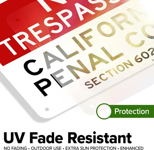 Miniatura 4 de No Trespassing California Penal Code Section 602 (L), 7 x 10 pulgadas, aluminio 040 libre de óxido, resistente a la decoloración, fabricado