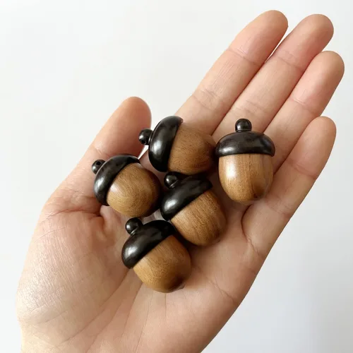 Miniatura 4 de metulip 5 dijes colgantes de bellotas de madera desmontables para manualidades, manualidades, joyería, llavero, collar, manualidades