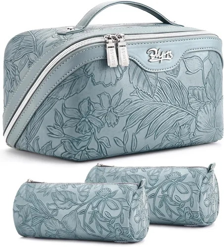 BOYATU Bolsas de maquillaje de viaje Bolsa organizadora de cosméticos: Juego de 3 bolsas de maquillaje de gran capacidad, bolsas de aseo de piel