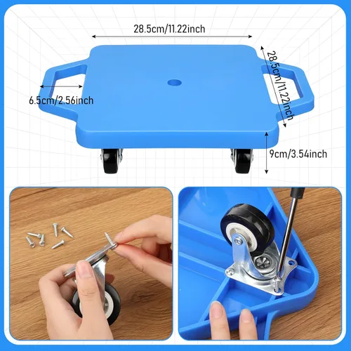 Miniatura 4 de Jerify 4 piezas de patinete deportivo con asas, ruedas de plástico, patineta para sentarse en el suelo, para niños, gimnasio, actividades en Azul