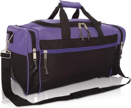 DALIX - Bolsa deportiva para gimnasio y viajar de 19pulgadas, color negro, rojo, rosa, morado, azul marino, gris y azul, Púrpura), DF-019-Purple