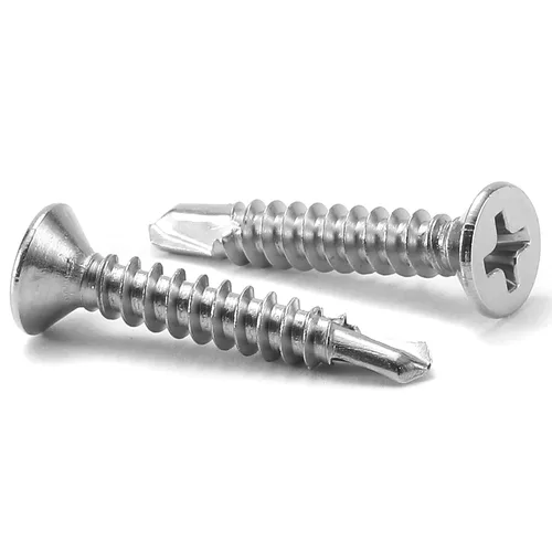 Tornillos Tek de cabeza plana de acero inoxidable 410 tornillos Tek de cabeza plana #8 x 1 1 tornillos autorroscantes rápidos por SG TZH