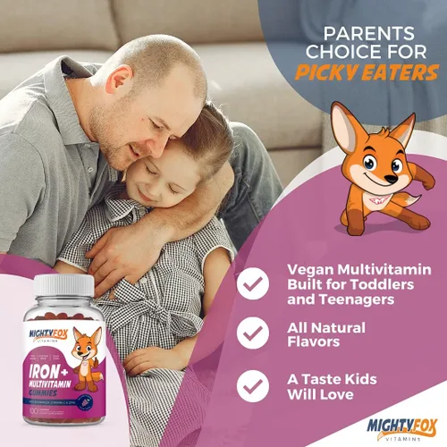 Miniatura 4 de Gomitas de hierro para niños, vitaminas sin OMG para niños con hierro, vitaminas gomosas sin gluten para niños, suplemento de hierro masticable