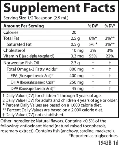 Miniatura 9 de Carlson El aceite de pescado The Very Finest para niños, 800 mg de omega-3, sabor Just Peachie, 6.8 fl oz - Aceite de pescado noruego líquido