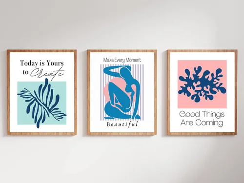 Miniatura 6 de Arte estético de pared de Matisse en tonos pastel, póster danés rosa y azul, decoración de pared inspiradora para mujeres, adolescentes y niñas
