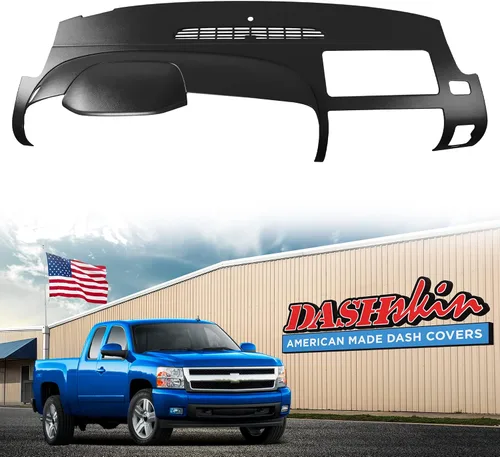 Miniatura 8 de DashSkin Cubierta Tapa de Tablero Moldeada de Una Pieza Compatible con Silverado Sierra 2007-2013 con Tableros de Doble Guantera en Negro Ébano