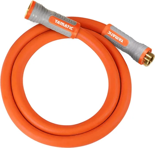 YAMATIC - Manguera corta para el jardín resistente de 5/8 pulgadas x 5 pies con acoplamiento giratorio, manguera superflexible, para todo tipo de