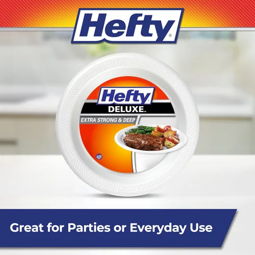 Miniatura 5 de Hefty Platos de espuma extra fuertes y profundos, redondos, blancos, 10.25 pulgadas, 21