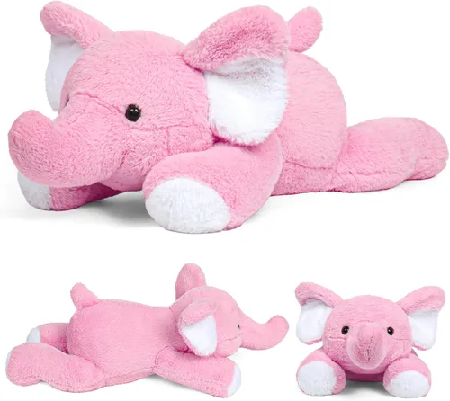 Miniatura 9 de JellyMallow Animales de peluche de elefante con peso de 24 pulgadas, color azul, almohada de felpa de elefante gigante abrazable para niños y adultos