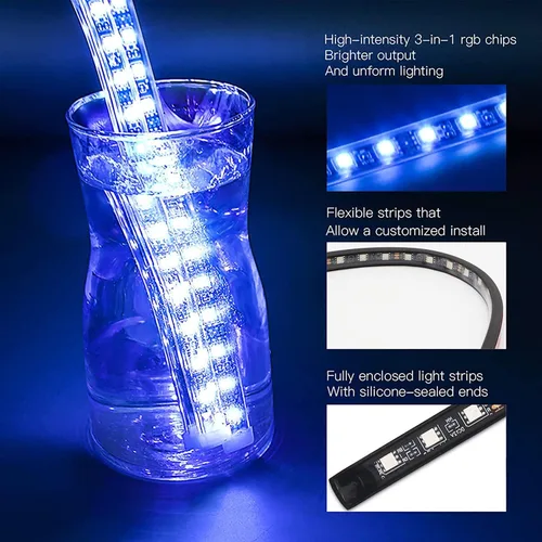Miniatura 7 de Juego de 8 luces LED para motocicleta, control por aplicación, multicolor, kit de luces LED para motocicleta, sincronización de música, tiras