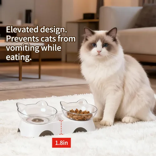 Miniatura 3 de MILIFUN Cuencos para Gatos, Cuencos de Comida para Gatos Elevados Inclinados, Cuenco Anti Vómito para Gatito para Cachorro y Conejito, Ortopédico