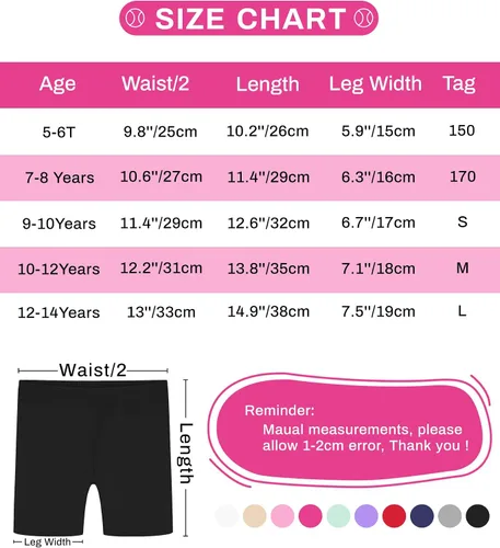 Miniatura 5 de Auranso Pantalones cortos de ciclismo para niñas, transpirables y de seguridad, pantalones cortos de ciclismo debajo del vestido